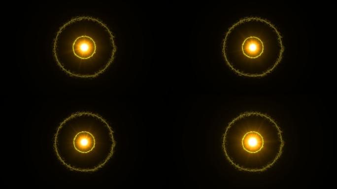 4K金黄色电流光圈光点辐射扩散通道动画