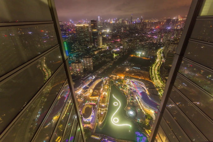 4K延时深圳蛇口海上世界夜景人流景点03