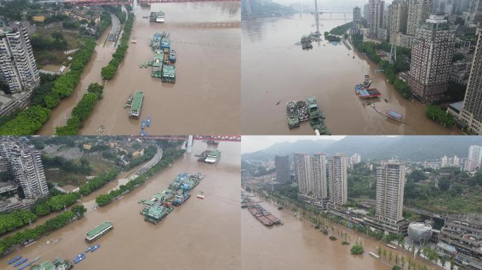 重庆洪峰过境淹没长江两岸