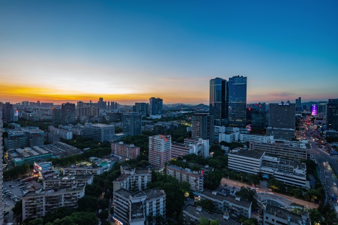 广东深圳科技园城市白转夜延时风光