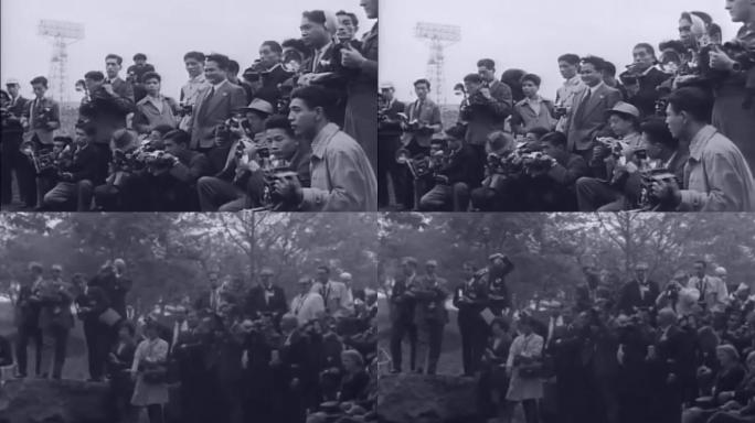 50年代早期新闻记者拍照照相机闪光灯新闻