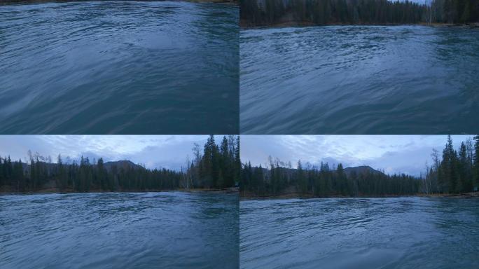 新疆喀纳斯湖水傍晚景色