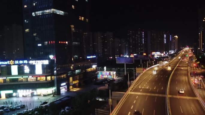 赣州高架桥夜景航拍