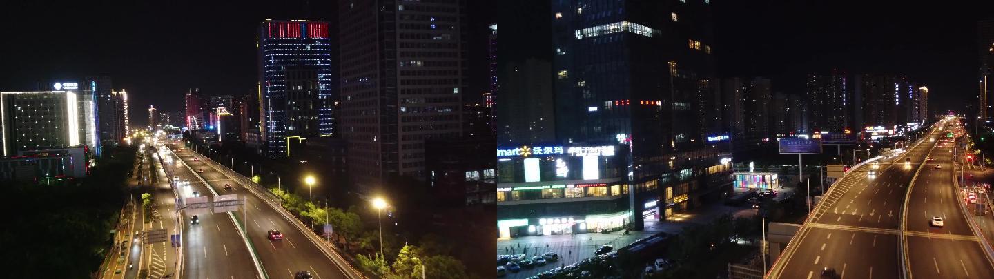 赣州高架桥夜景航拍