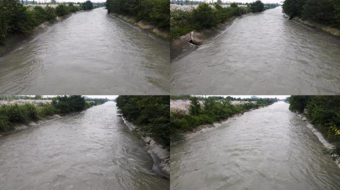 成都平原灌溉渠航拍4K