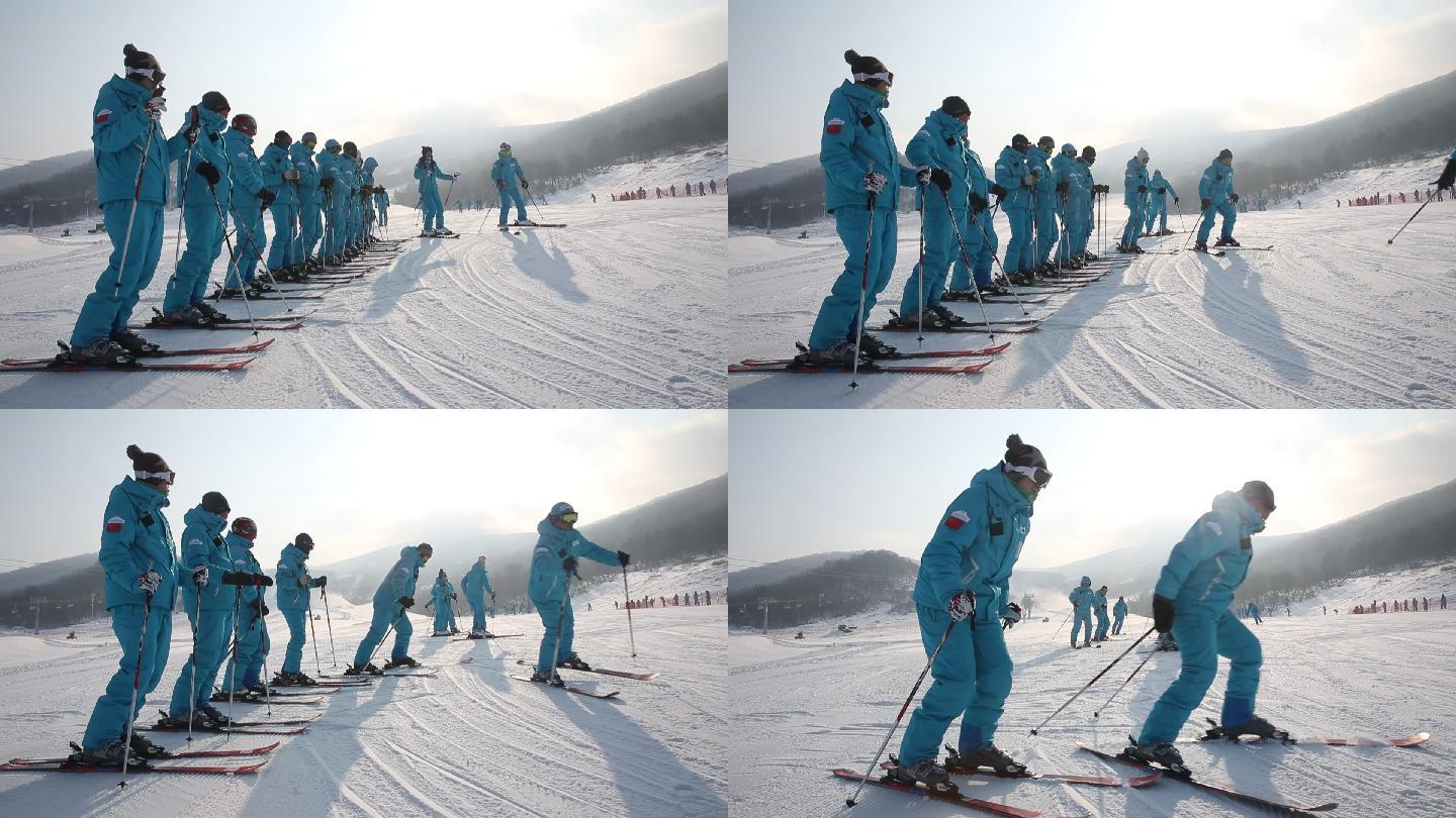 滑雪场陪练员集体训练（原素材未剪辑）