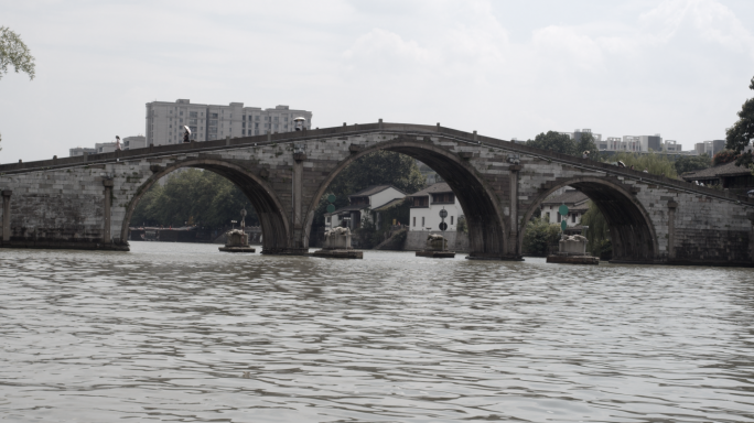 4K浙江杭州拱宸桥、京杭大运河拱桥