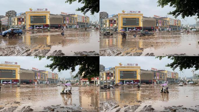 洪灾现场4被淹的超市（4K）