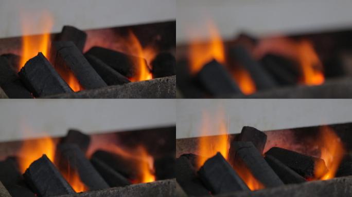 火炭烧烤炭烤火焰炉火