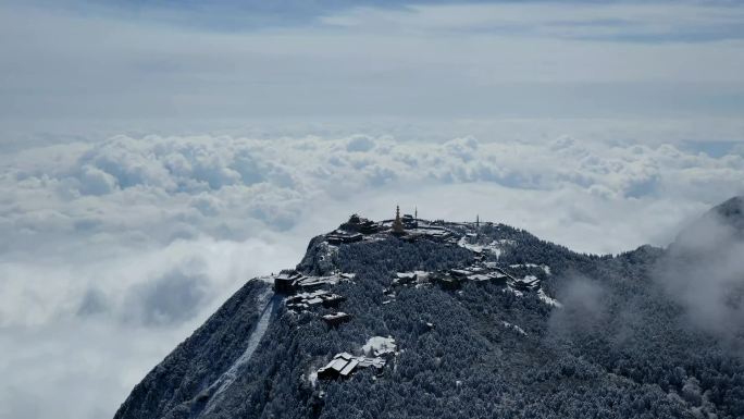 【延时】航拍峨眉山雪景云海