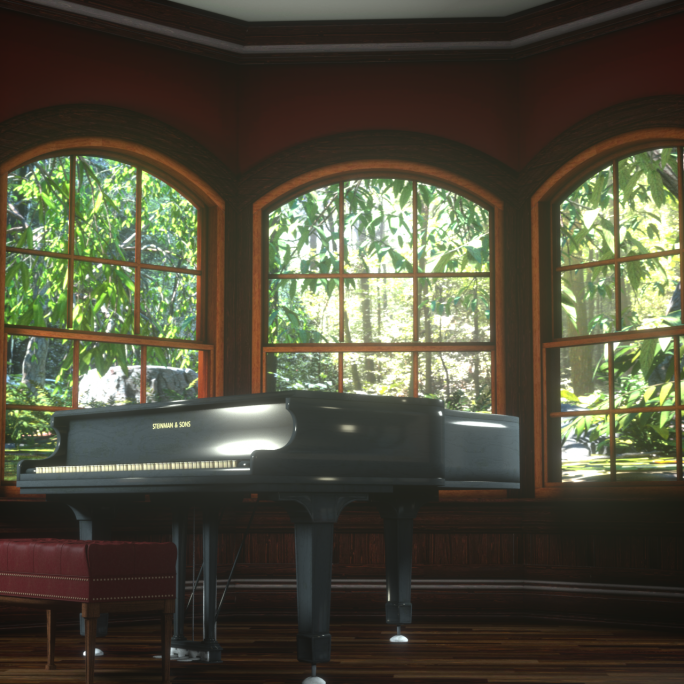 写实现代风格钢琴演奏室内C4D场景