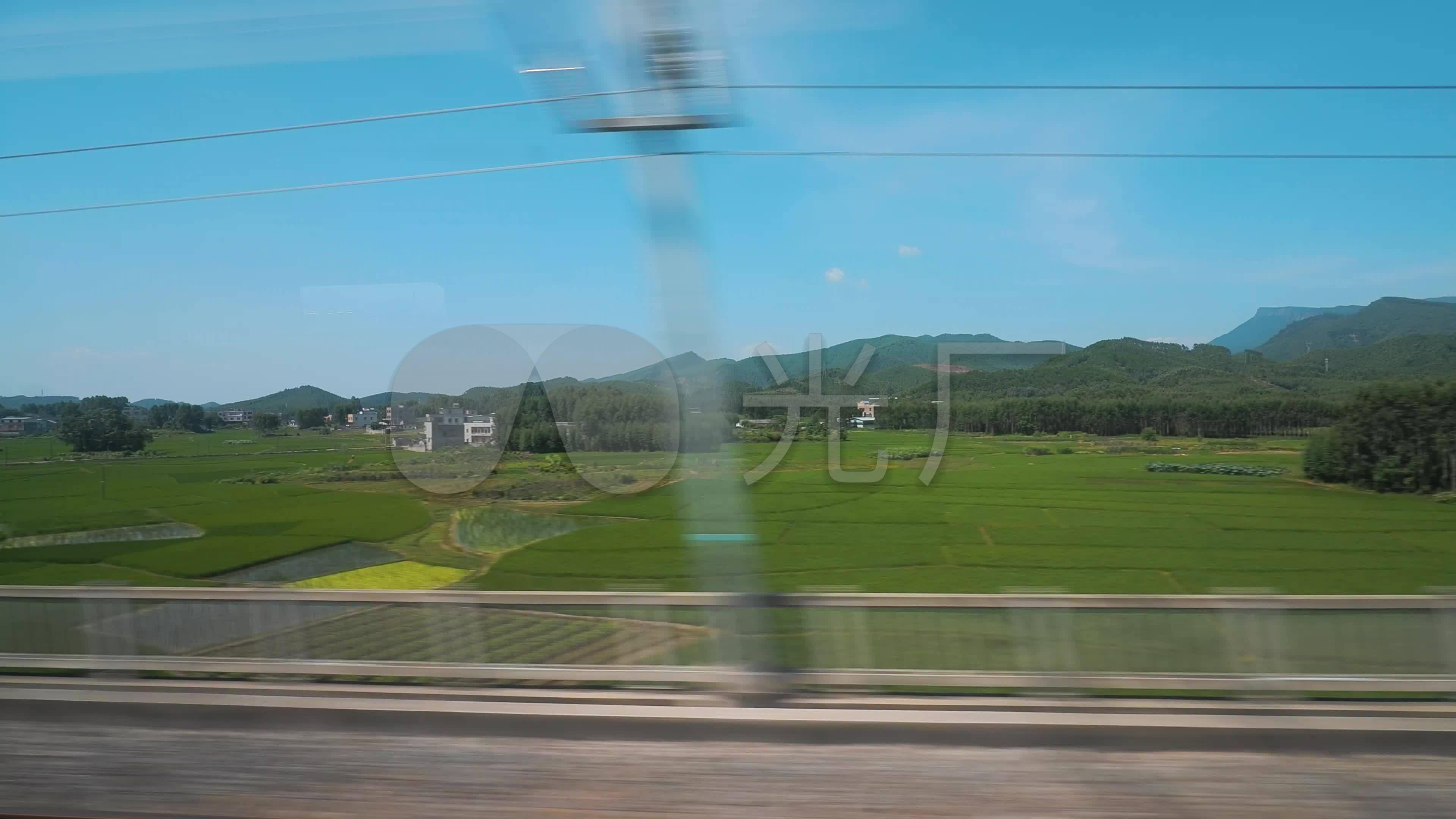 高鐵動車窗外的鐵路沿途風景_3840x2160_高清視頻素材下載(編號