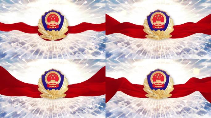 大气天空警徽红绸背景1