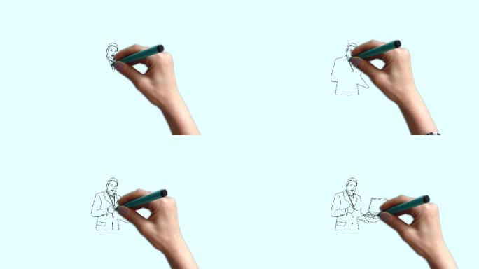 手绘手持笔记本电脑素材