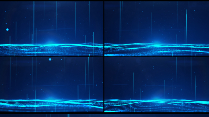 波浪粒子线条蓝色科技4K循环背景