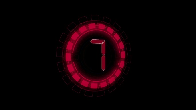 红色科技液晶10秒倒数计时通道视频圆环