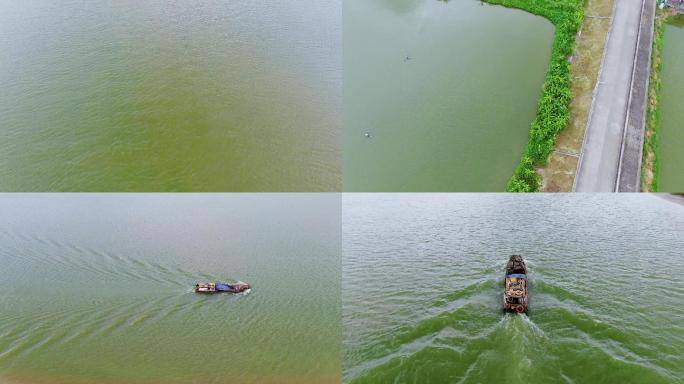 顺德河道小船渔船运输物流4K航拍视频素材