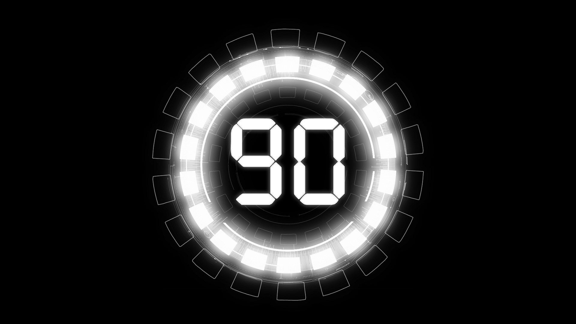 白色科技液晶90秒倒数计时通道视频圆环