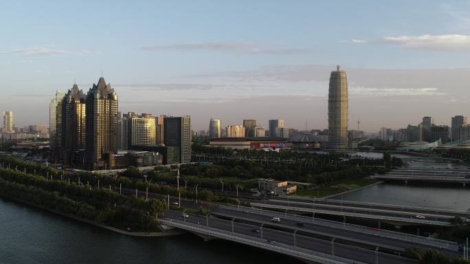 郑州城市地标高清航拍商务CBD大玉米高楼