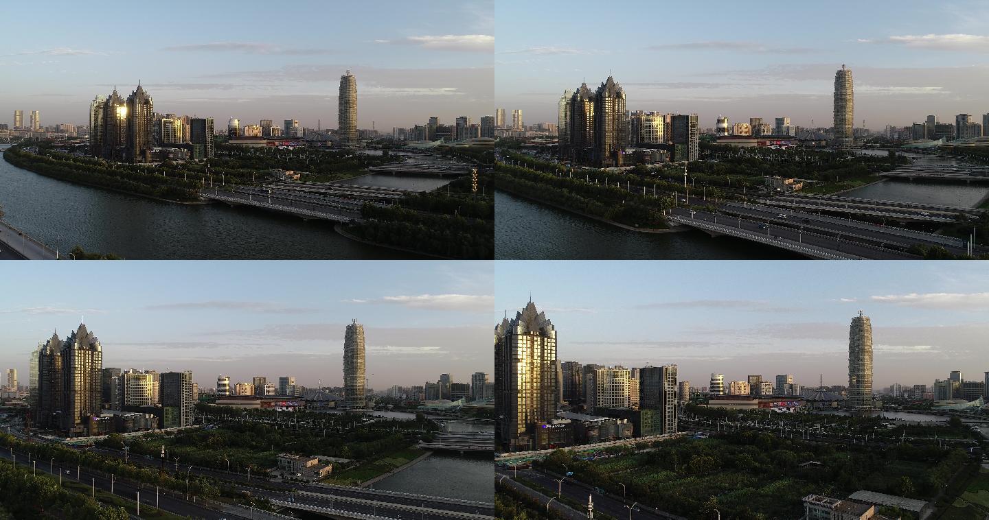 郑州城市地标高清航拍商务CBD大玉米高楼