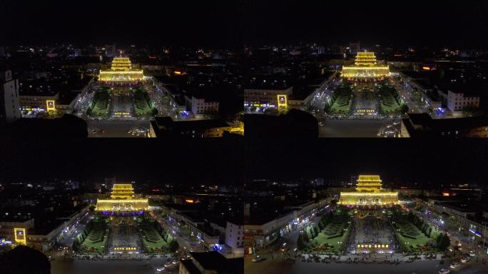 4K-HLG原素材-武威城市夜景航拍