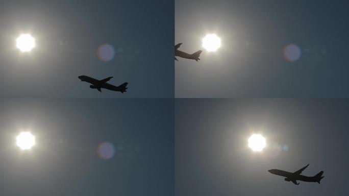 4K穿过太阳的飞机一组