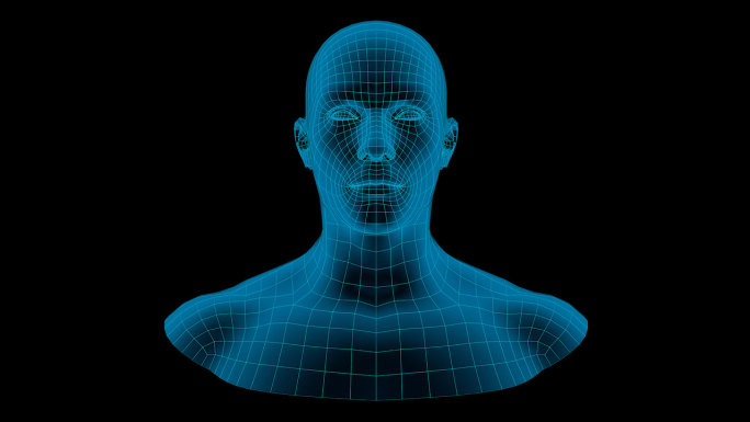 男扫描人脸识别信息半身网络网格信息科技
