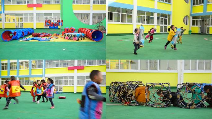 【1080P】实拍幼儿园户外活动拓展