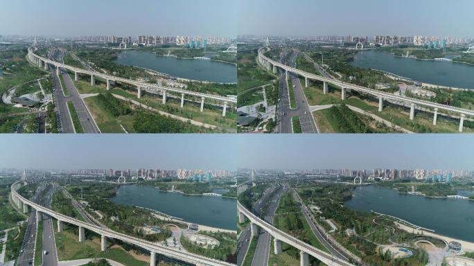 郑州城市高清航拍经开区高架桥