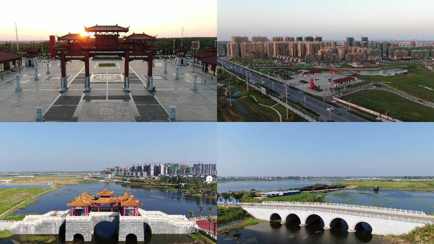 4k航拍淮滨东西湖文化主题公园