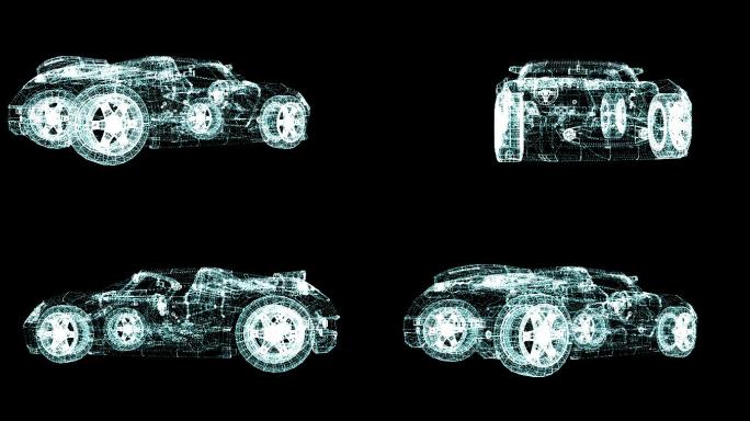 4K全息跑车高科技效果视频