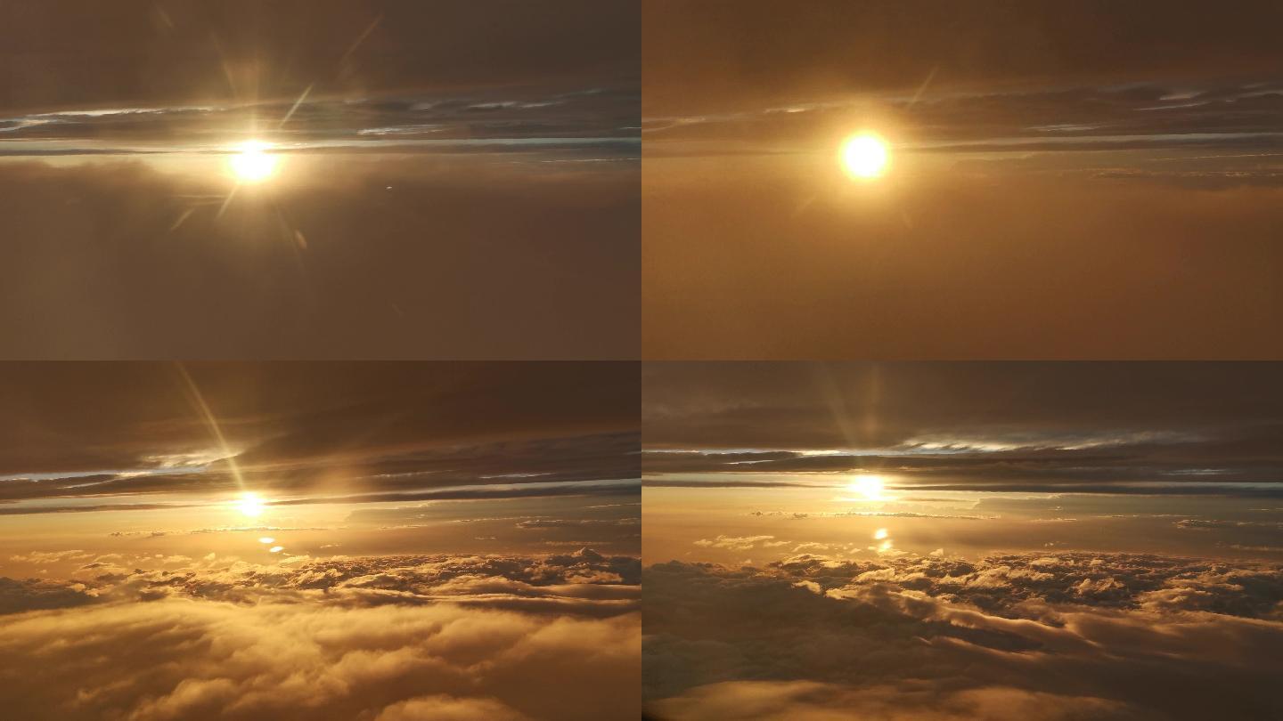 飞机上拍摄落日云层2