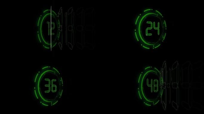 白色科技液晶60秒顺数计时通道视频绿