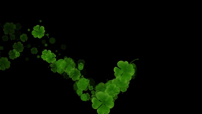绿色植物四叶草粒子曲线运动视频
