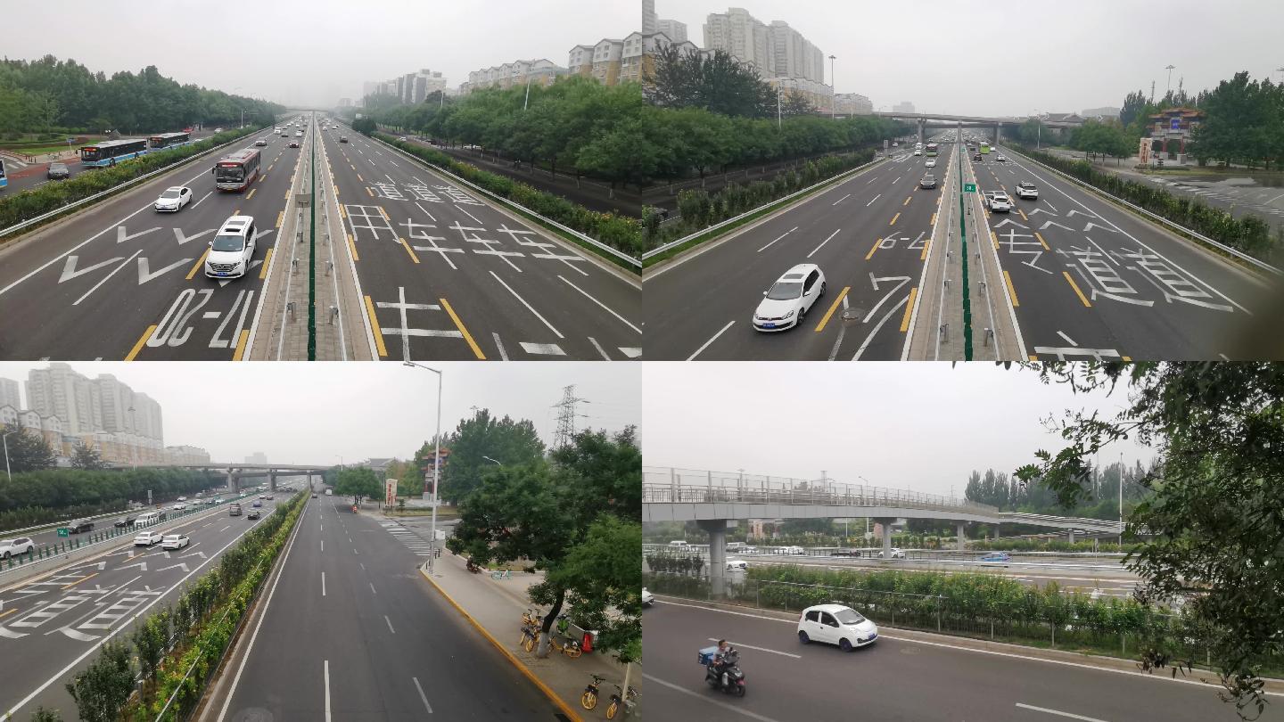 北京京通快速路四惠东国贸行驶中的车辆高速
