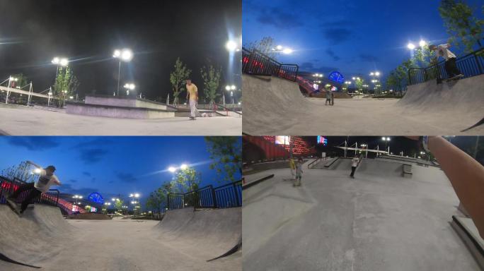 滑板公园滑板视频素材