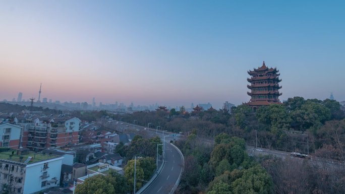 武汉市黄鹤楼黄昏过度