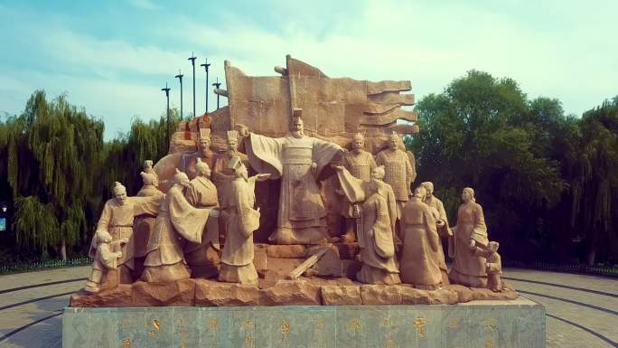 徐州沛县沛公园汉刘邦雕塑4K航拍