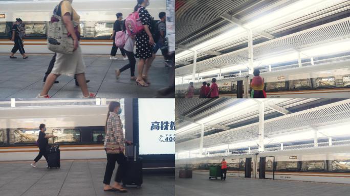 高铁站站台行人，旅客出站到达4k视频素材
