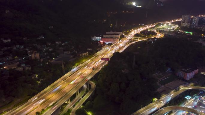 4K高速路立交桥夜景航拍延时