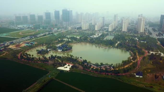 徐州沛县文景公园4K航拍视频素材