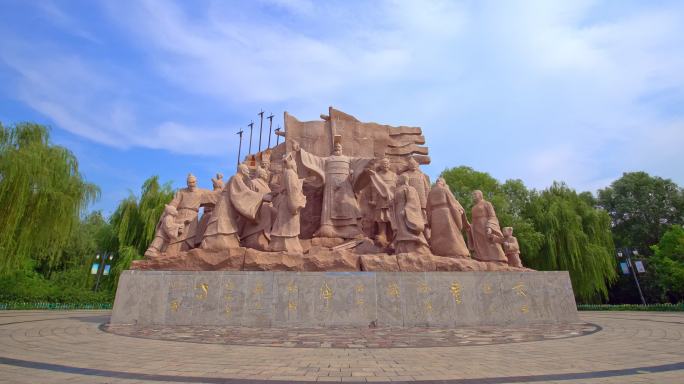 徐州沛县沛公园汉刘邦雕塑延时摄影