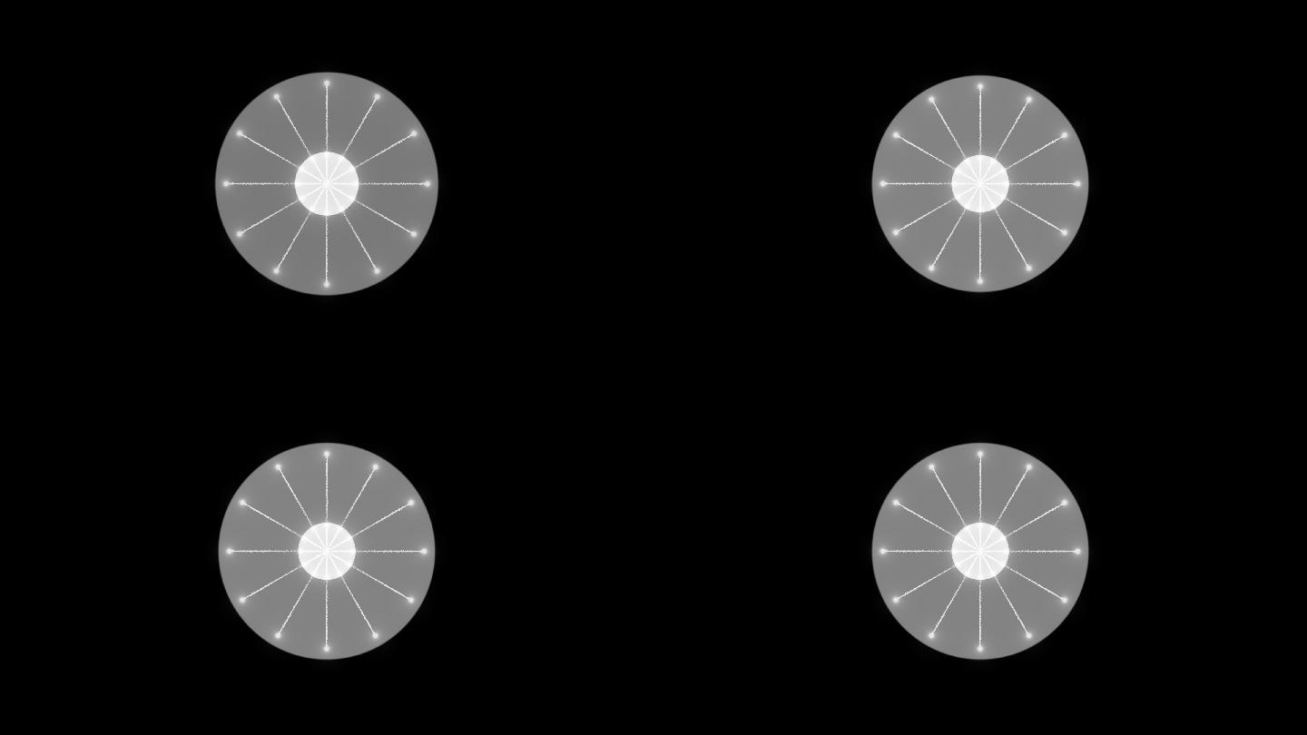 4K白色粒子光线圆圈辐射通道视频-循环