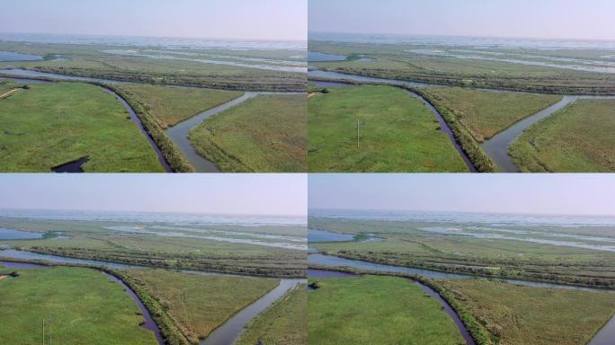 山东东营黄河口国家湿地公园航拍