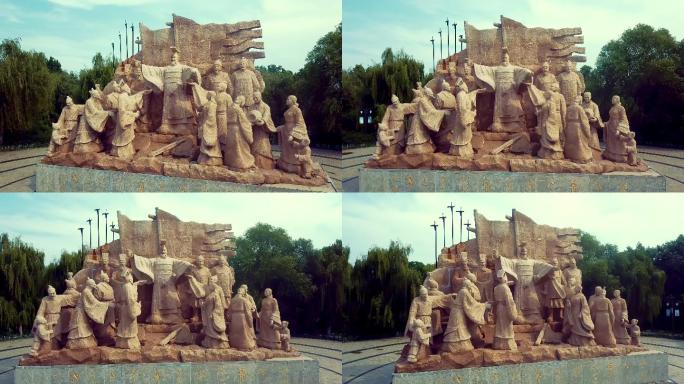 徐州沛县沛公园汉刘邦雕塑4K航拍