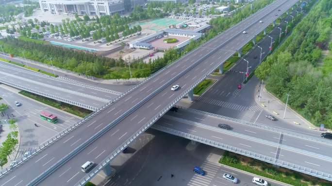 【4k】山西临汾城市立交桥航拍