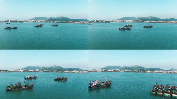 4K渔村渔船-大海-崂山-海上渔船
