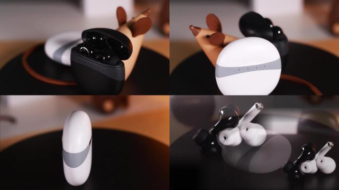 2020新型圆盘型黑白蓝牙耳机