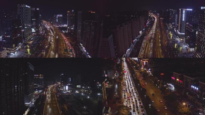 湘府路高架桥与中意一路交叉口人车流