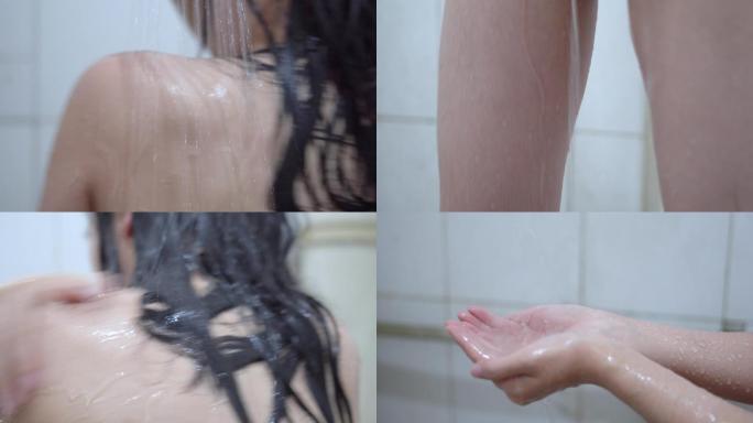 美女洗澡淋浴视频素材